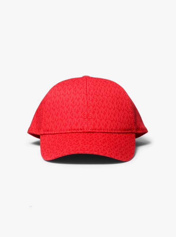 Damske Klobuky Michael Kors Logo Print Stretch Cotton Baseball Cap Červené - Doplnky Michael Kors Akcia | YSLAD-1842